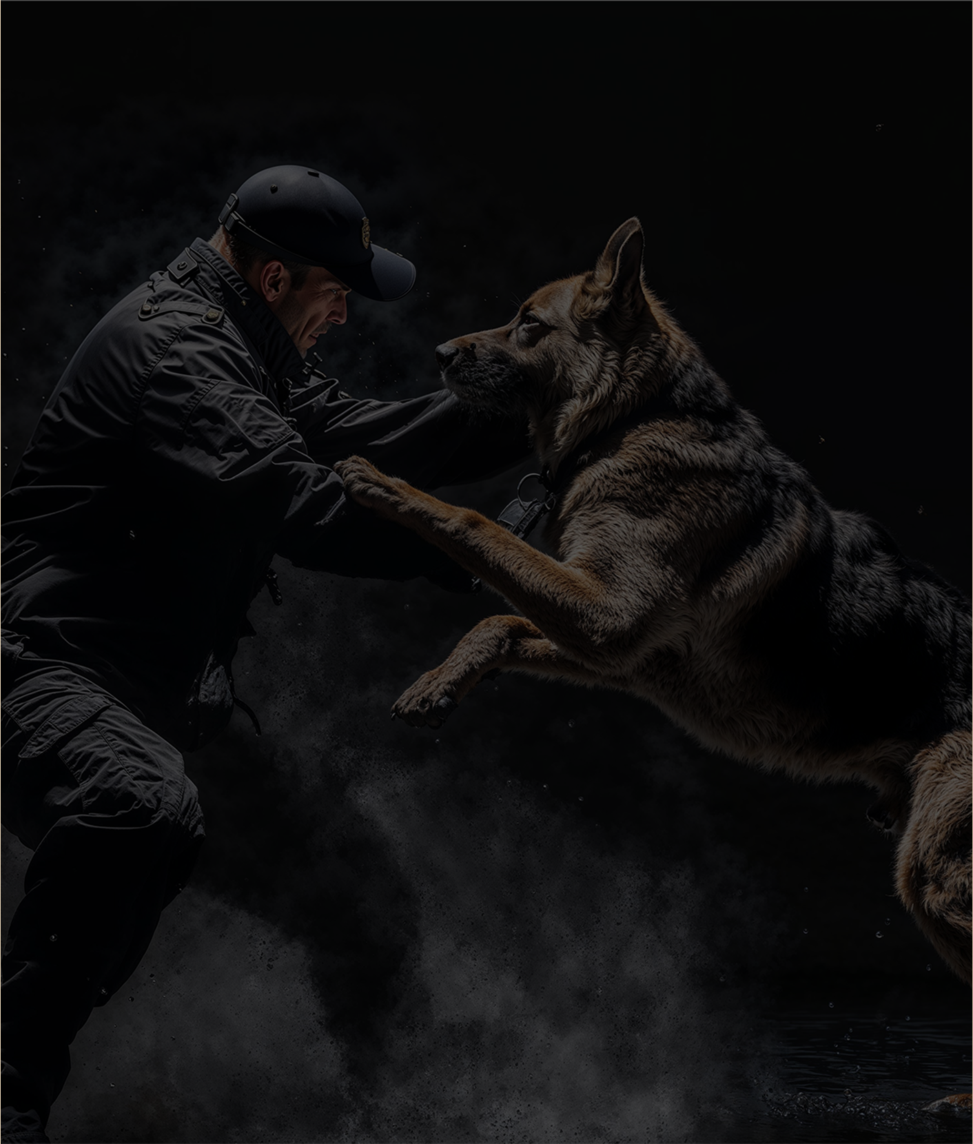 Kan Holland Hero Section Background Image - Dogs standing behind Kan Holland dog trainer